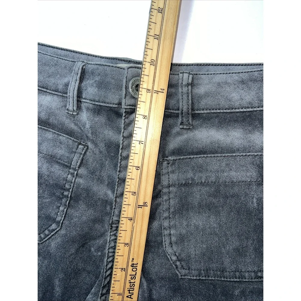 Free People Gray Velvet Bell Bottom Flare‎ Pants Front Patch Pockets Size 27